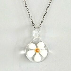 Silver 926 Daisy Pendant Necklace Italy